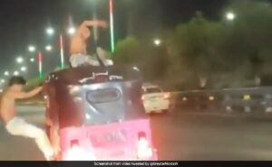 Shirtless Men Perform Dangerous Stunt On Speeding Auto On Noida Expressway, Police Take Action