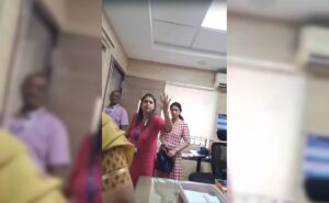 Customer pushes SBI officer to speak in Kannada