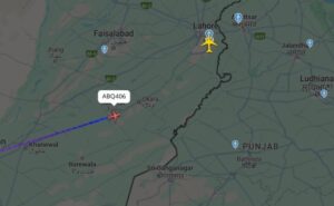 2 commercial flights seen near Lahore amid the drone attack, possibly used as a shield
